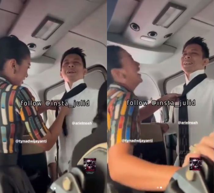 Janda Kenang pakaikan dasi ke Ariel Noah