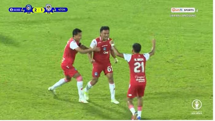 Saddil Ramdani mencetak gol untuk Sabah FC saat menang 3-1 atas Petaling Jaya City pada pekan kedua Liga Super Malaysia 2022, Rabu (9/3/2022).