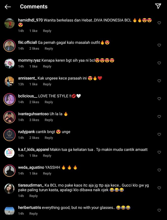 Komentar netizen di unggahan BCL