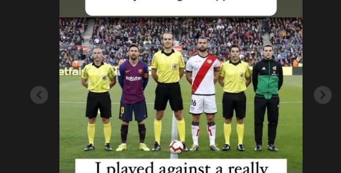 Momen saat Jordi Amat bertanding melawan Lionel Messi.