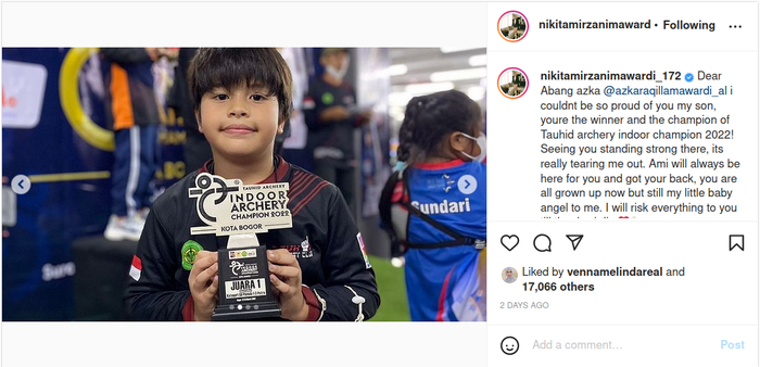 Putranya sukses torehkan prestasi di ajang lomba panahan, arti nama anak Nikita Mirzani ternyata memiliki makna mendalam.