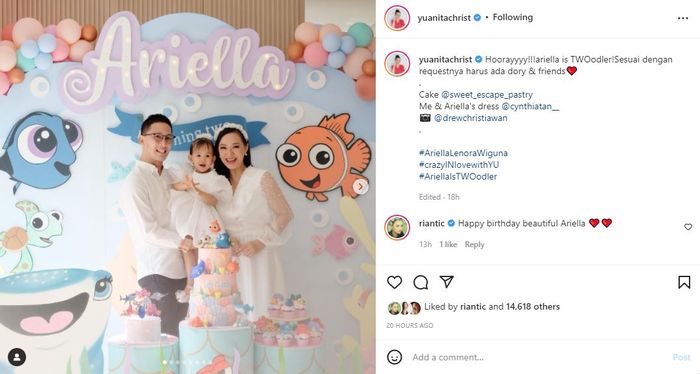 Inilah arti nama anak Yuanita Christiani yang baru saja berulang tahun, Ariella Lenora Wiguna.