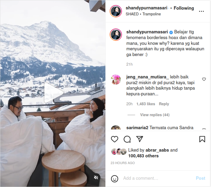 Shandy Purnamasari dan Gilang Widya Pramana sedang berlibur di Eropa