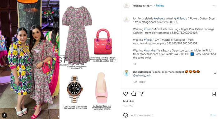 Penampilan Ashanty dengan outfit senilai Rp 570 juta.