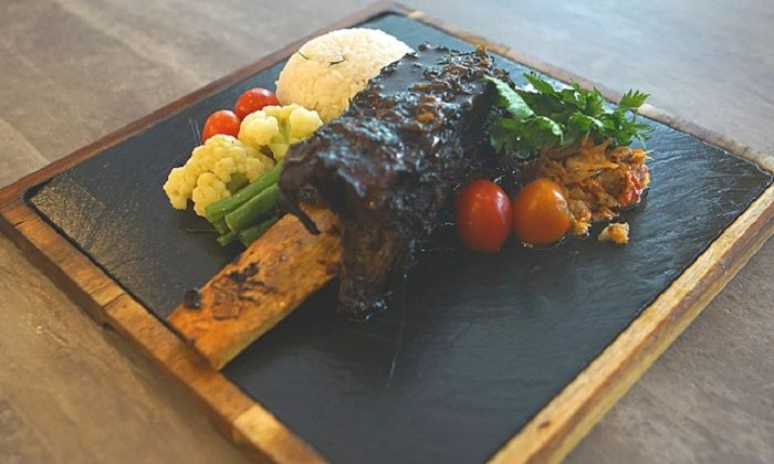 To enhance spiciness, Chef Feisal Rachman suggests enjoying iga bakar Maranggi with sambal gacor.