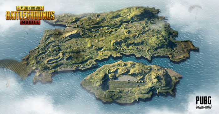 Map Erangel di game PUBG Mobile.