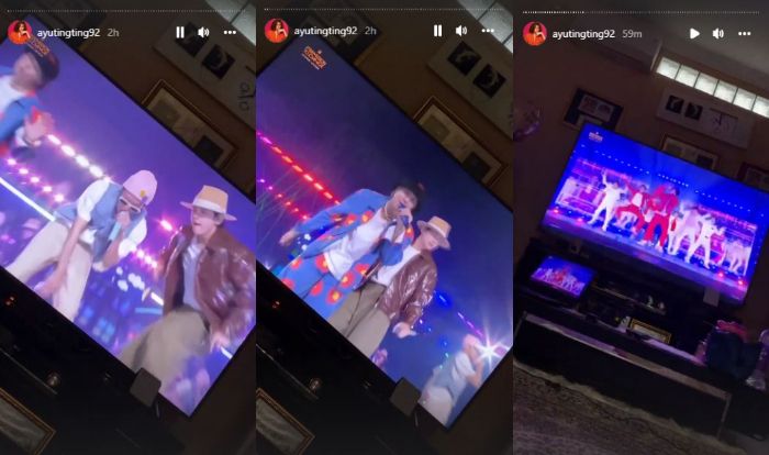 Ayu Ting Ting nonton konser BTS di televisi rumahnya