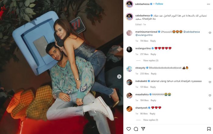 Unggahan Sabda Ahessa di hari ulang tahun Wulan Guritno ke-41