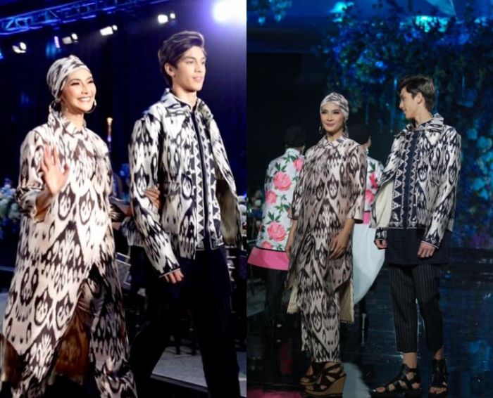 Gaya Maudy Koesnaedi dan Eddy Meijer saat tampil satu catwalk
