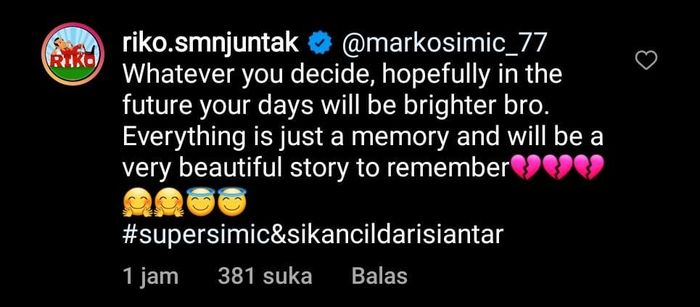 Reaksi Riko Simanjuntak saat menyadari kepergian Marko Simic di Persija Jakarta.