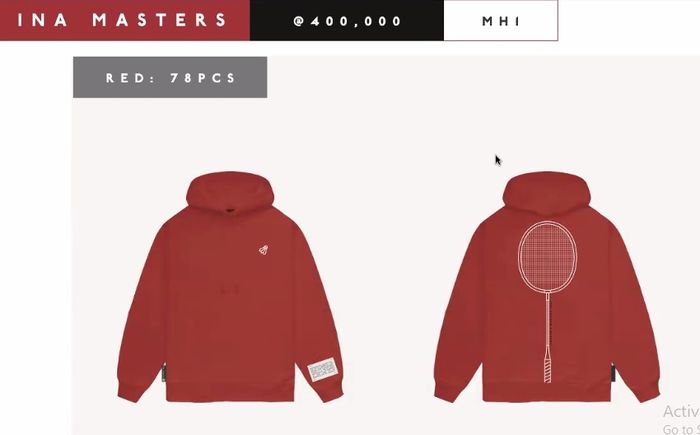 Produk hoodie yang akan menjadi merchandise Indonesia Masters 2022.