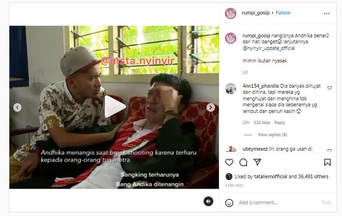 Ruben Onsu menenangkan Andika Kangen Band.