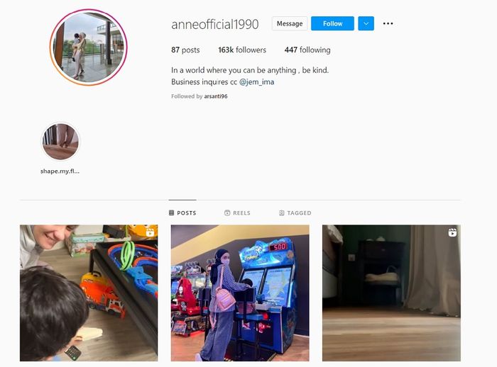 Instagram Putri Anne.
