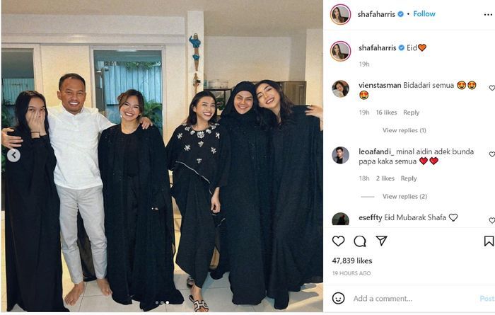 Unggahan Shafa Harris di hari Lebaran