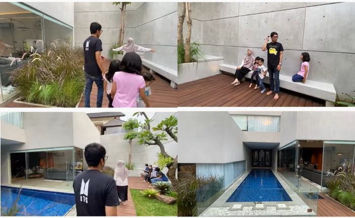 Taman dan kolam renang di rumah Desta dan Natasha Rizky