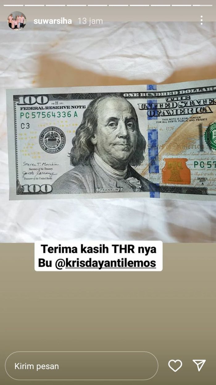 Dollar yang diperoleh Suteng, ART Ashanty