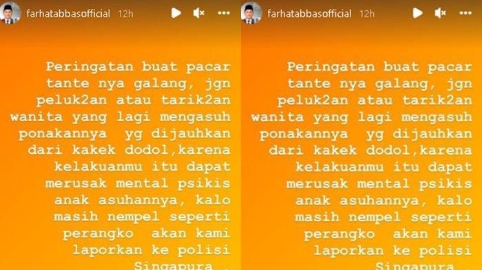 Postingan Instagram Story Farhat Abbas ancam akan laporkan Thariq Halilintar.