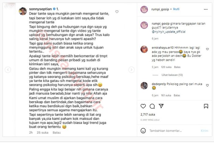 Sonny Septian bela Fairuz A Rafiq