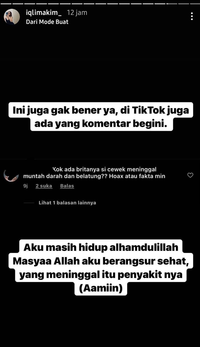 Iqlima Kim yang membicarakan tentang penyakitnya