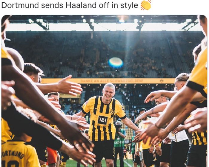 Perpisahan Erling Haaland bersama Borussia Dortmund pada laga terakhir di Signal Iduna Park, Sabtu (14/5/2022).