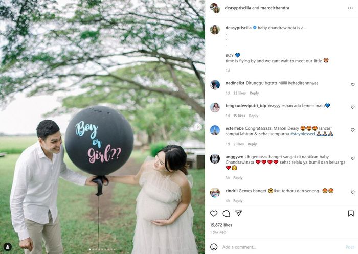 Marcel Chandrawinata dan sang istri umumkan jenis kelamin anak pertama mereka yang telah dinantikan kehadirannya