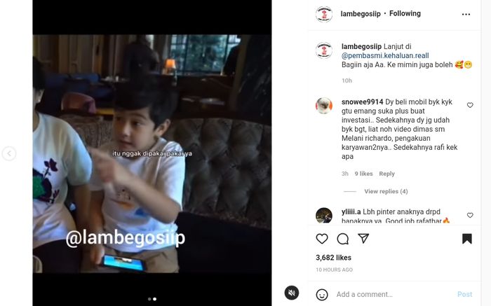 Rafathar tak setuju Raffi Ahmad membeli mobil baru
