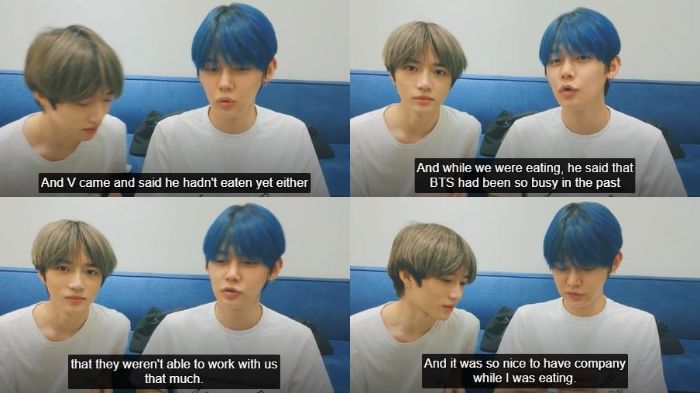 Yeonjun saat menceritakan kebaikan V ketika melakukan siaran langsung di V Live.