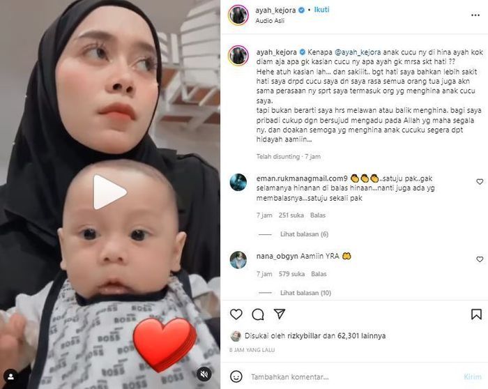 Ayah Lesty Kejora buka suara soal cucunya yang kerap dihujat haters.