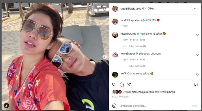 Unggahan Instagram Andhika Pratama yang terbaru.