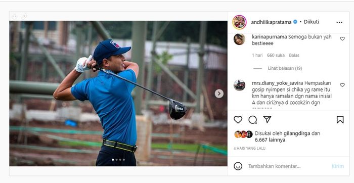Postingan Andhika Pratama mendadak dibanjiri komentar netizen.