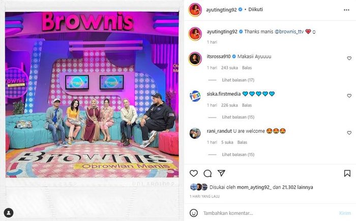 Unggahan Ayu Ting Ting