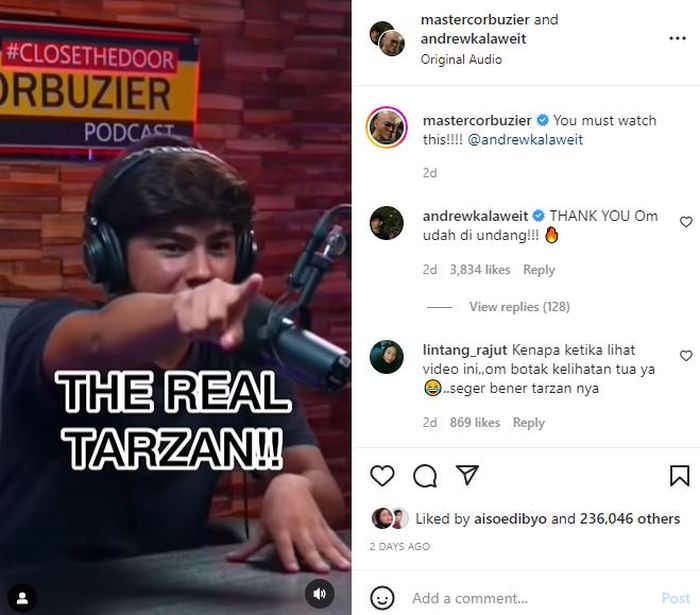 Andrew Kalaweit beri tips pada Deddy Corbuzier hadapi serangan harimau di hutan