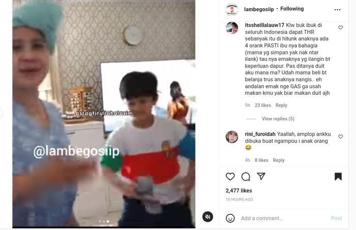 Nagita Slavina syok lihat anaknya kipas uang.