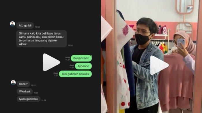 Momen Eril dan Nabila beli baju bareng. 