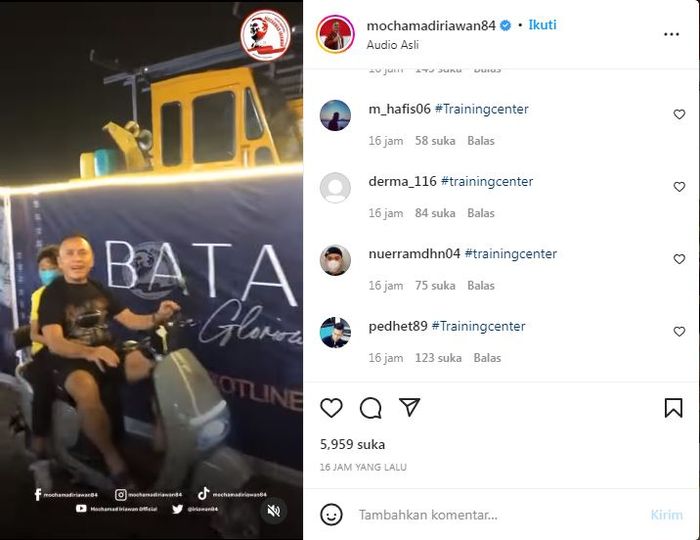 Para pencinta Timnas Indonesia membanjiri kolom komentar akun Instagram Ketua Umum PSSI Mochamad Iriawan dengan tagar training center.