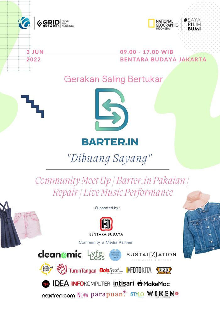 SayaPilihBumi dan Kompas Gramedia menyelenggarakan acara Barter.in Vol. 1 : Gerakan Saling Bertukar pada tanggal 3 Juni 2022 di Bentara Budaya Jakarta, Palmerah Selatan.