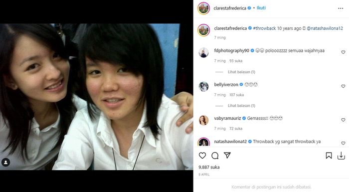Penampilan Natasha Wilona 10 tahun lalu.