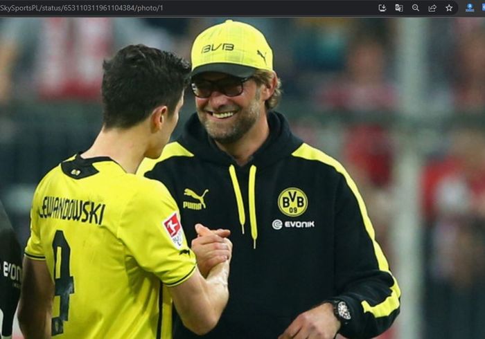 Juergen Klopp (kanan) dan Robert Lewandowski (kiri) saat masih sama-sama di Borussia Dortmund.