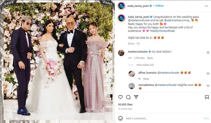 Unggahan Instagram Nada Tarina Putri.