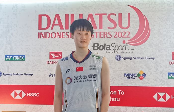 Tunggal putri asal China, Chen Yu Fei, usai menang atas Ratchanok Intanon (Thailand) pada final Indonesia Masters 2022 di Istora Senayan, Jakarta, Minggu (12/6/2022).