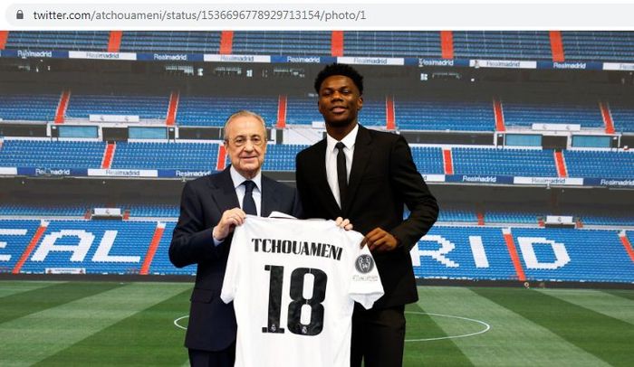 Gabung Real Madrid, Aurelien Tchouameni memilih mengenakan kostum nomor 18.