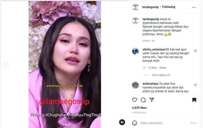 Ayu Ting Ting menangis berlinang air mata berharap bisa segera memiliki suami di ulang tahun ke-30