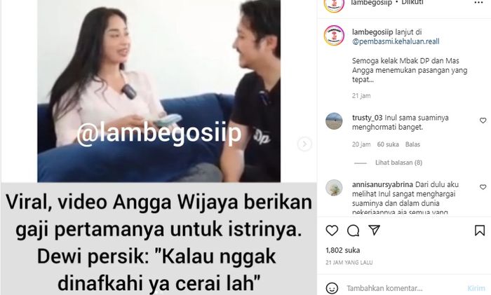 Dewi Perssik disebut kemakan omongan sendiri dan kini digugat cerai Angga Wijaya