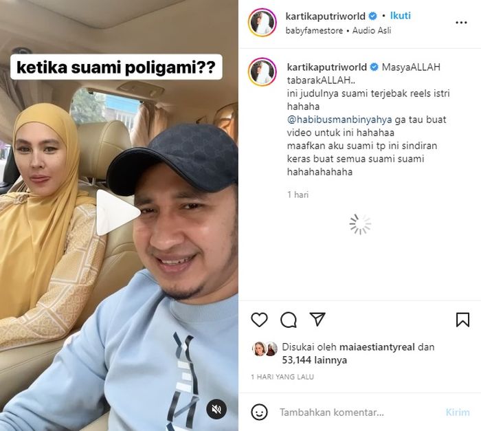Kartika Putri dan Habib Usman bin Yahya (Instagram/kartikaputriworld)