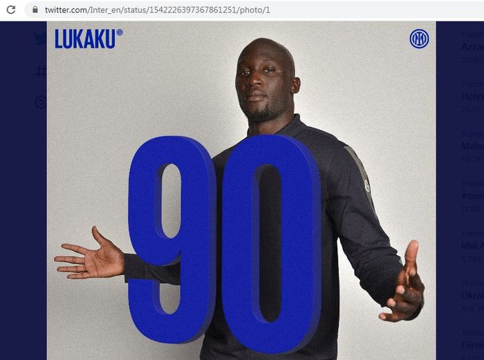 Romelu Lukaku akan mengenakan nomor punggung 90 di Inter Milan