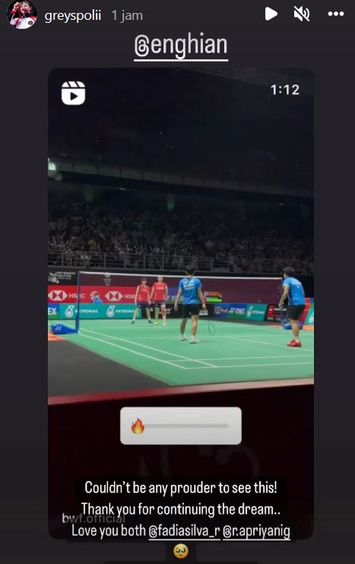 Reaksi Greysia Polii setelah mantan rekannya Apriyani Rahayu menjadi juara di Malaysia Open 2022