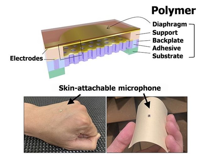 Sensor ini sangat kecil dan tipis dan dapat dengan mudah menempel pada kulit.