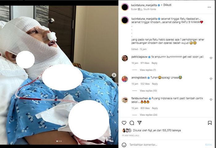 Lucinta Luna saat operasi