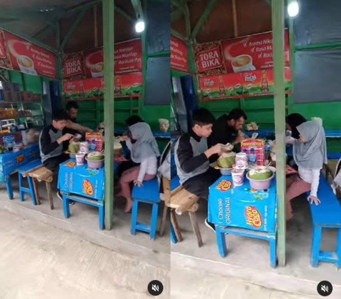 Kesederhanaan keluarga Jihan Fahira dan Primus Yustisio makan di warung kaki lima