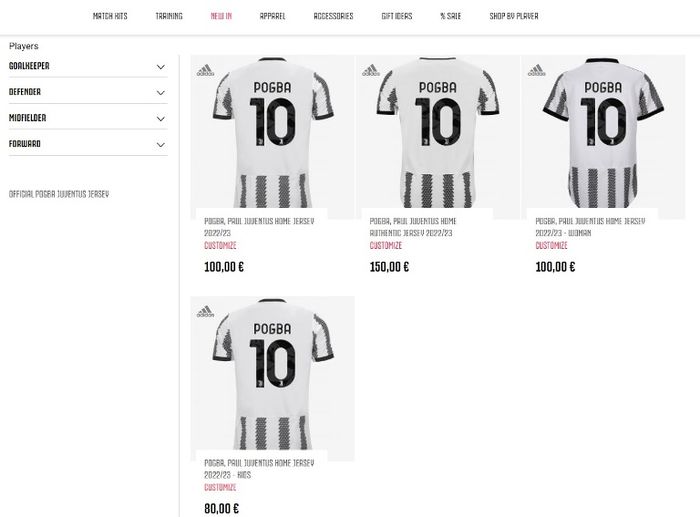 Kostum Paul POgba sudah rilis di laman resmi Juventus.